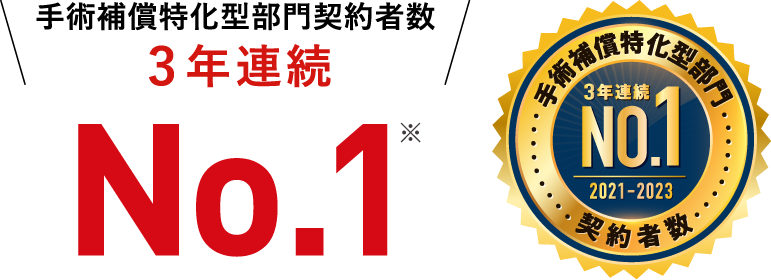 手術補償特化型部門契約者数 2年連続No.1